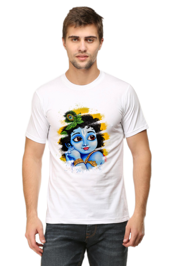 Sri Krishna Brush Stroke Classic Crew T-Shirt - Image 3