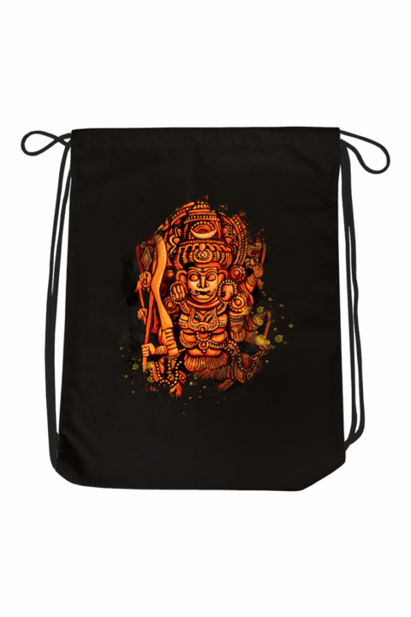 Kerala Art Goddess Drawstring Bag Black