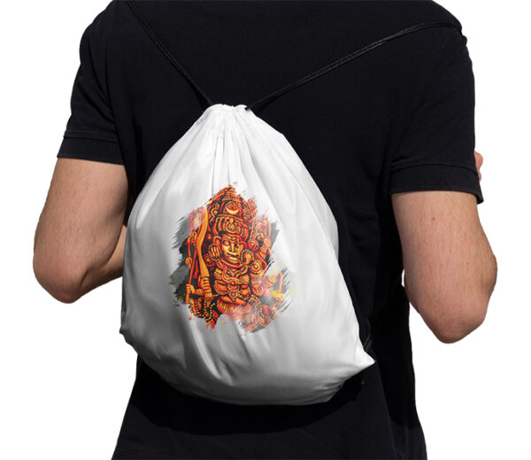 Man with Kerala Art Goddess Drawstring Bag Black
