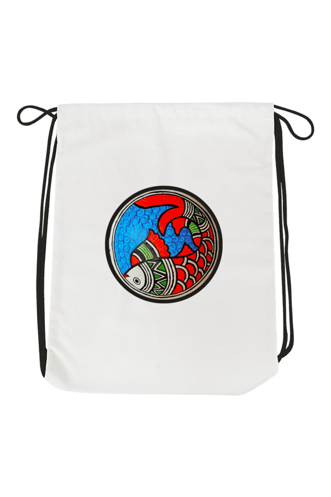Madhubani Art Drawstring Bag
